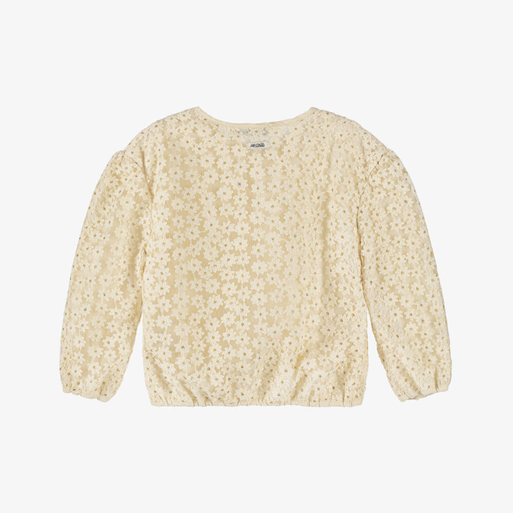 Le Chic-Girls Ivory & Gold Lace Bomber | Childrensalon Outlet