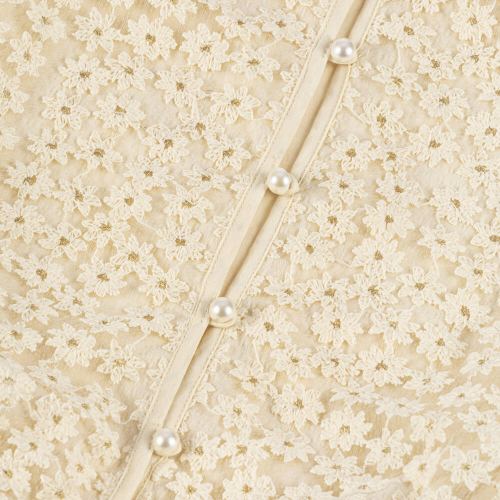 Le Chic-Girls Ivory & Gold Lace Bomber | Childrensalon Outlet