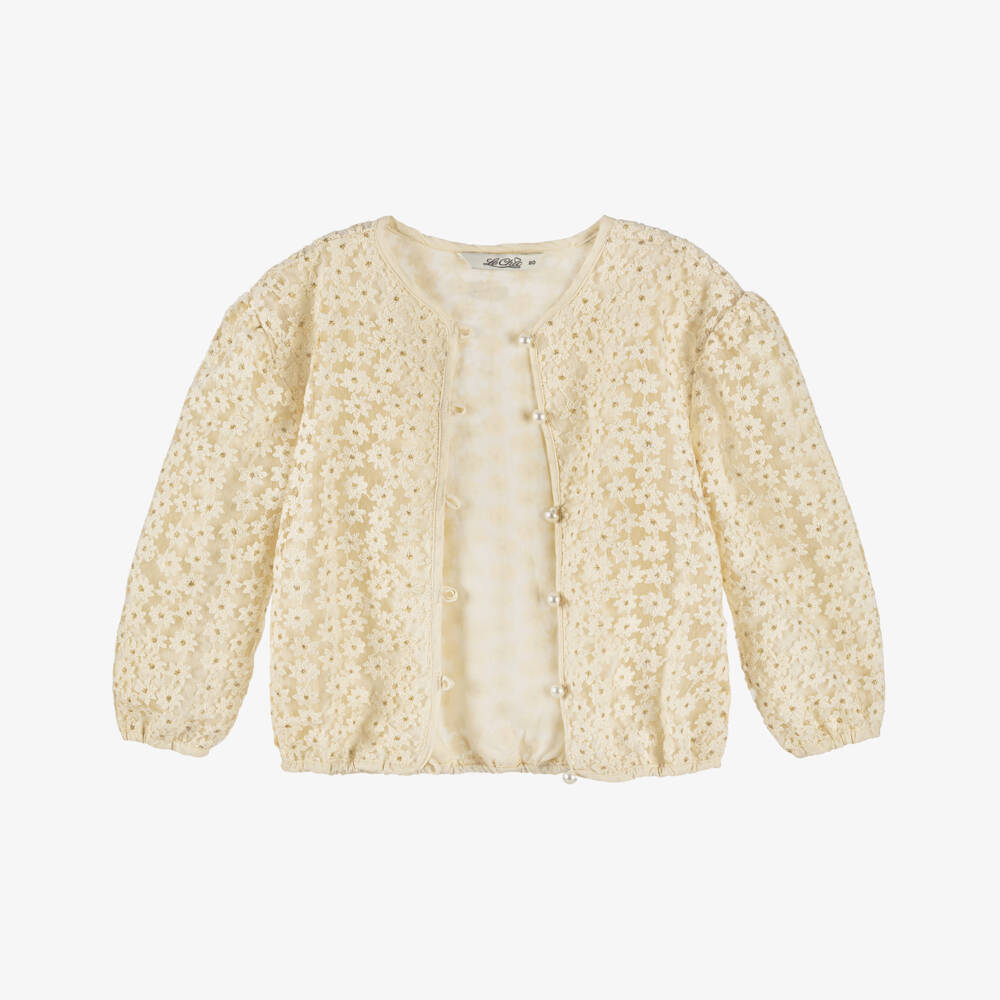 Le Chic-Girls Ivory & Gold Lace Bomber | Childrensalon Outlet