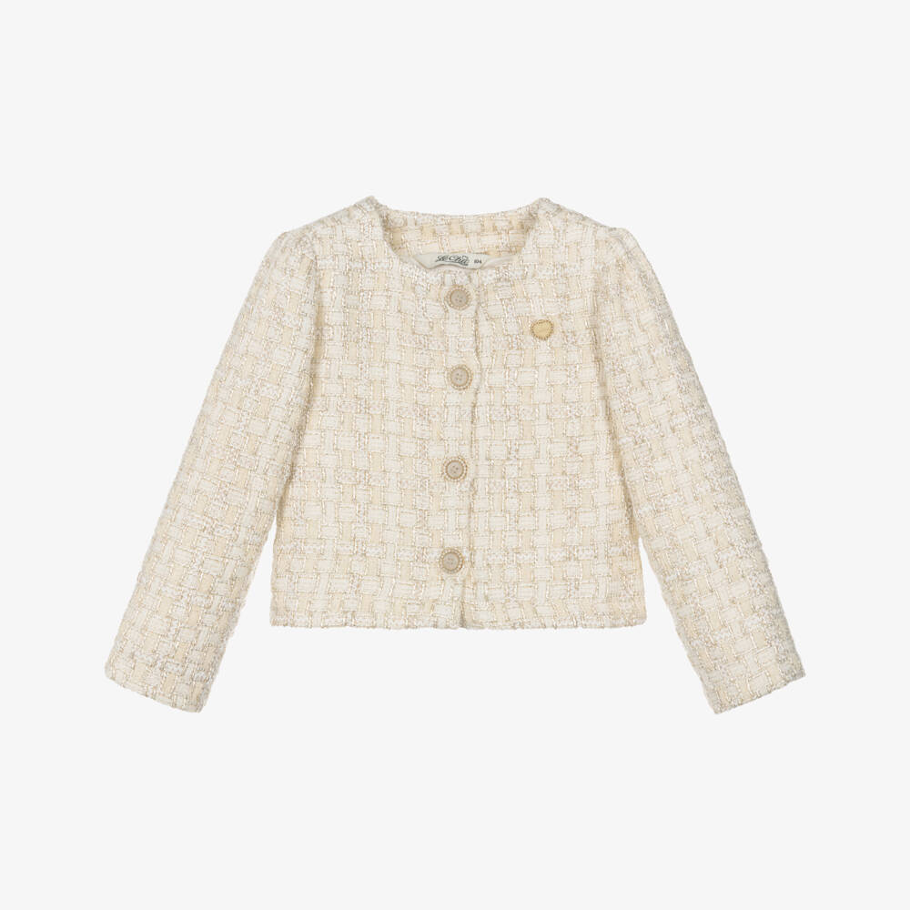 Le Chic-Girls Ivory & Gold Shimmery Tweed Jacket | Childrensalon Outlet