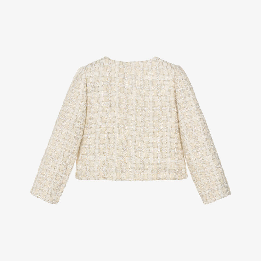 Le Chic-Girls Ivory & Gold Shimmery Tweed Jacket | Childrensalon Outlet