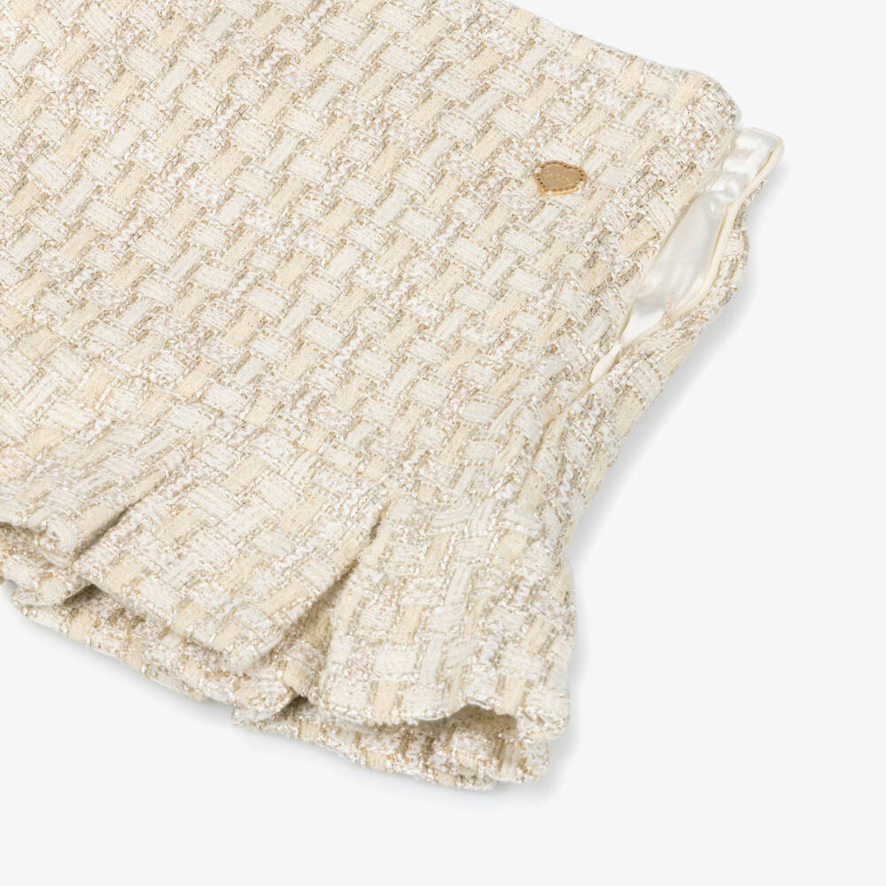 Le Chic-Girls Ivory & Gold Shimmery Tweed Skirt | Childrensalon Outlet