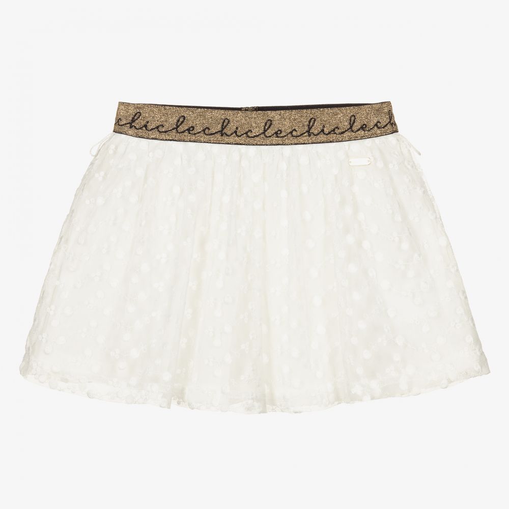 Le Chic-Girls Ivory & Gold Skirt | Childrensalon Outlet