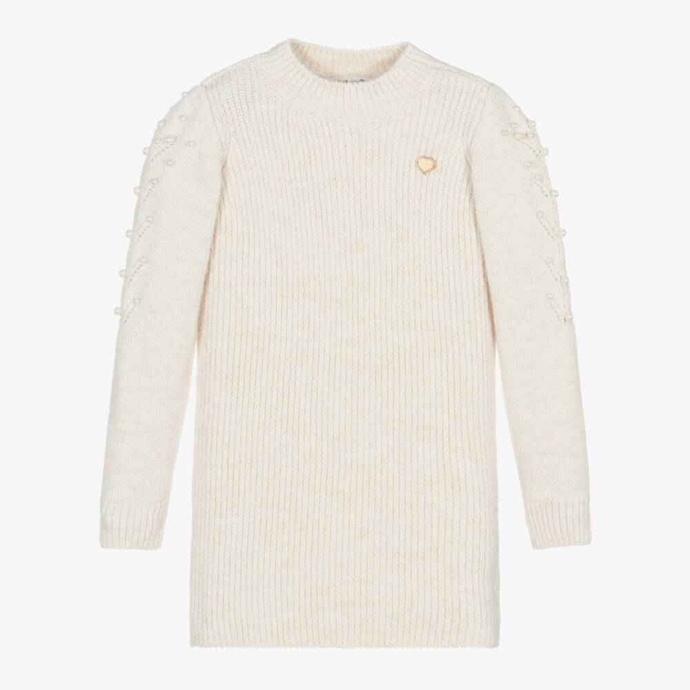 Le Chic-Бежевое вязаное платье-свитер для девочек | Childrensalon Outlet