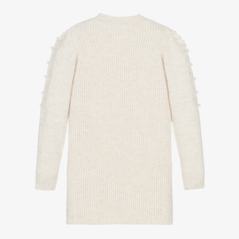 Le Chic-Girls Ivory Knit Pearl Dress | Childrensalon Outlet