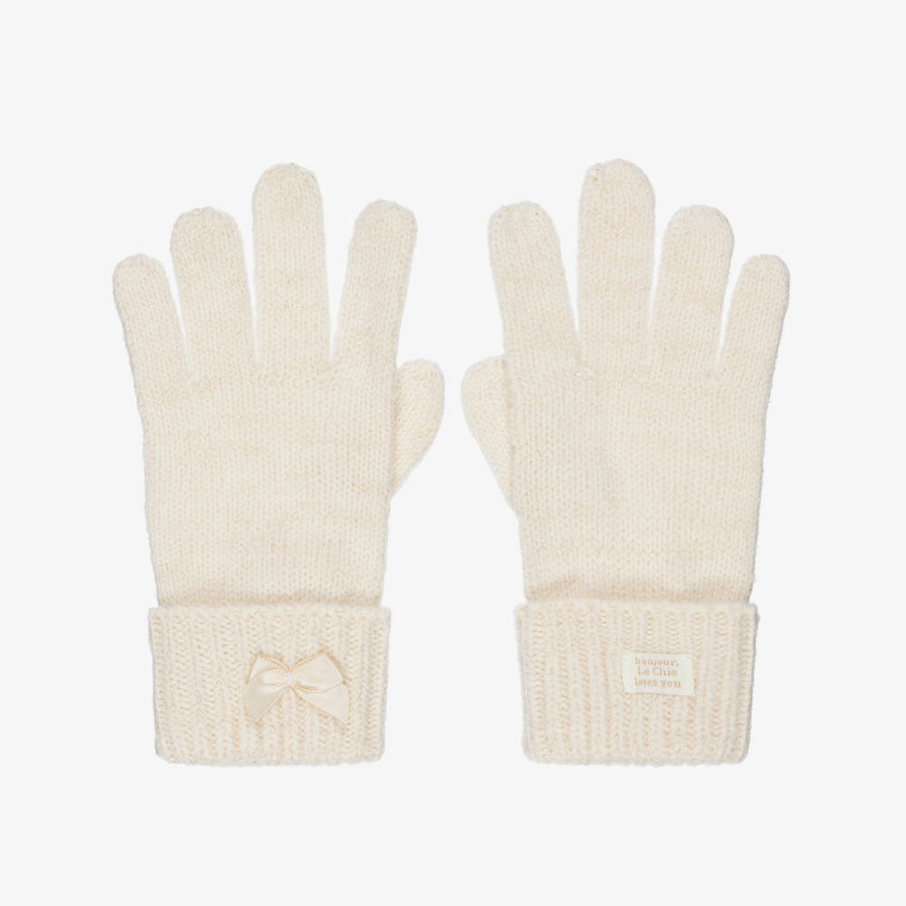 Le Chic-Girls Ivory Knitted Gloves | Childrensalon Outlet