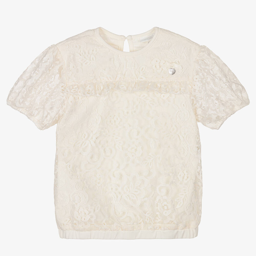 Le Chic - Girls Ivory Lace Blouse | Childrensalon