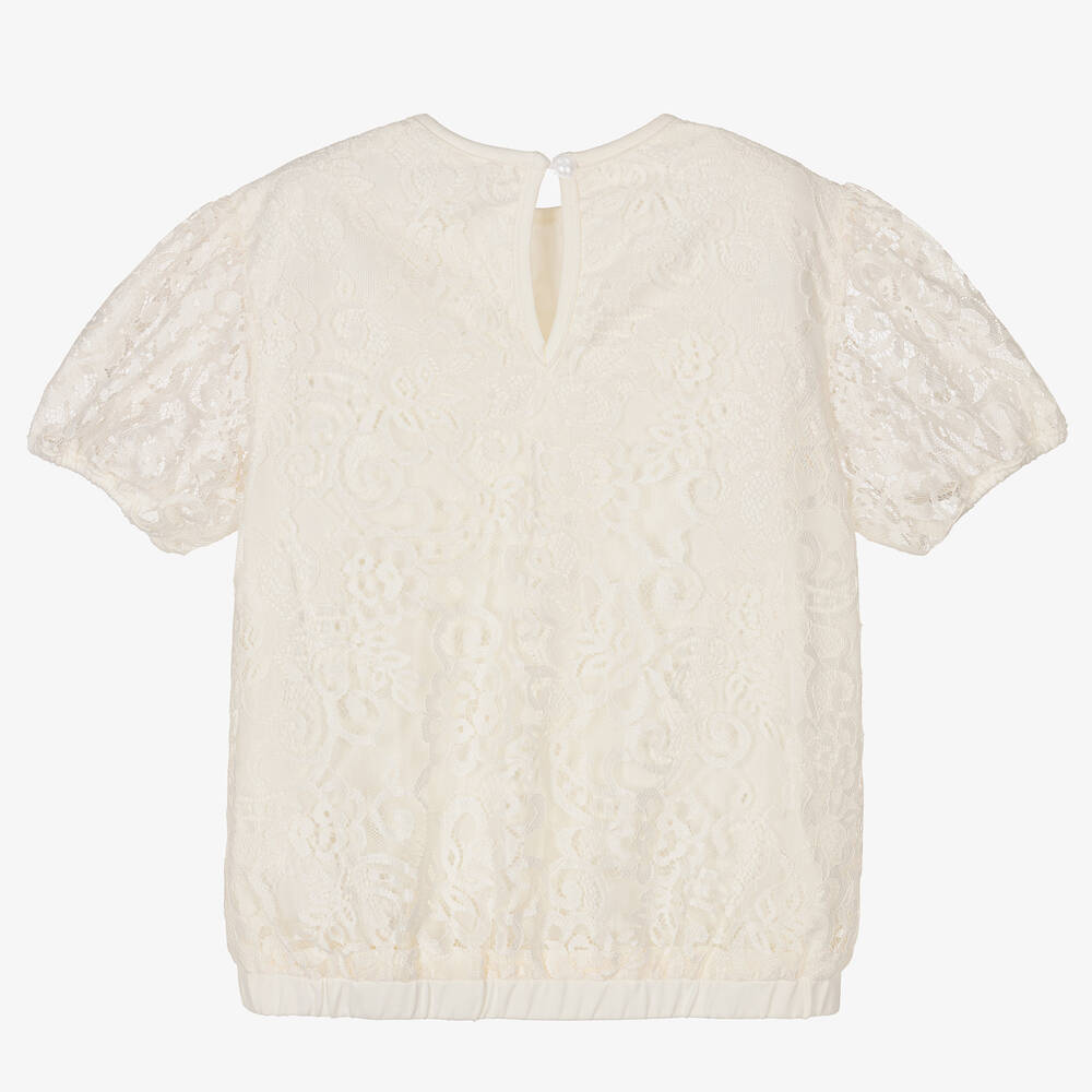 Le Chic-Girls Ivory Lace Blouse | Childrensalon Outlet