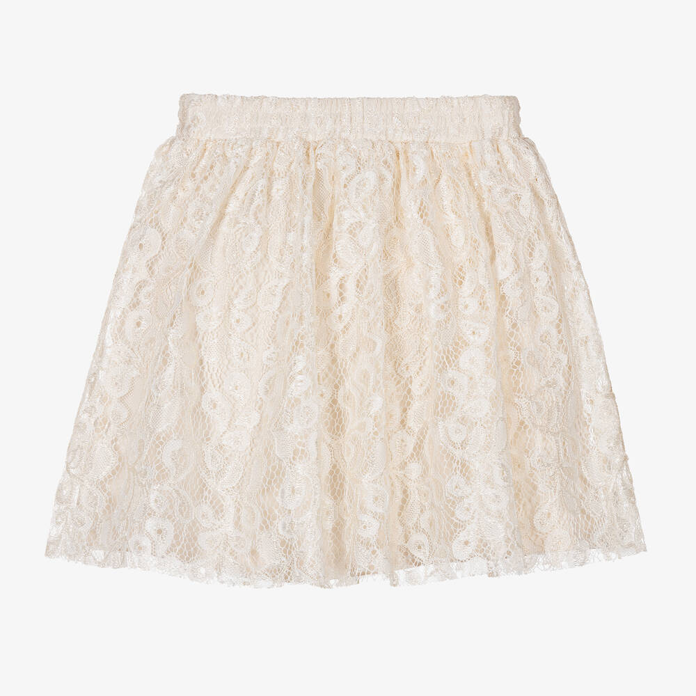 Le Chic-Girls Ivory Lace & Faux Pearl Skirt | Childrensalon Outlet