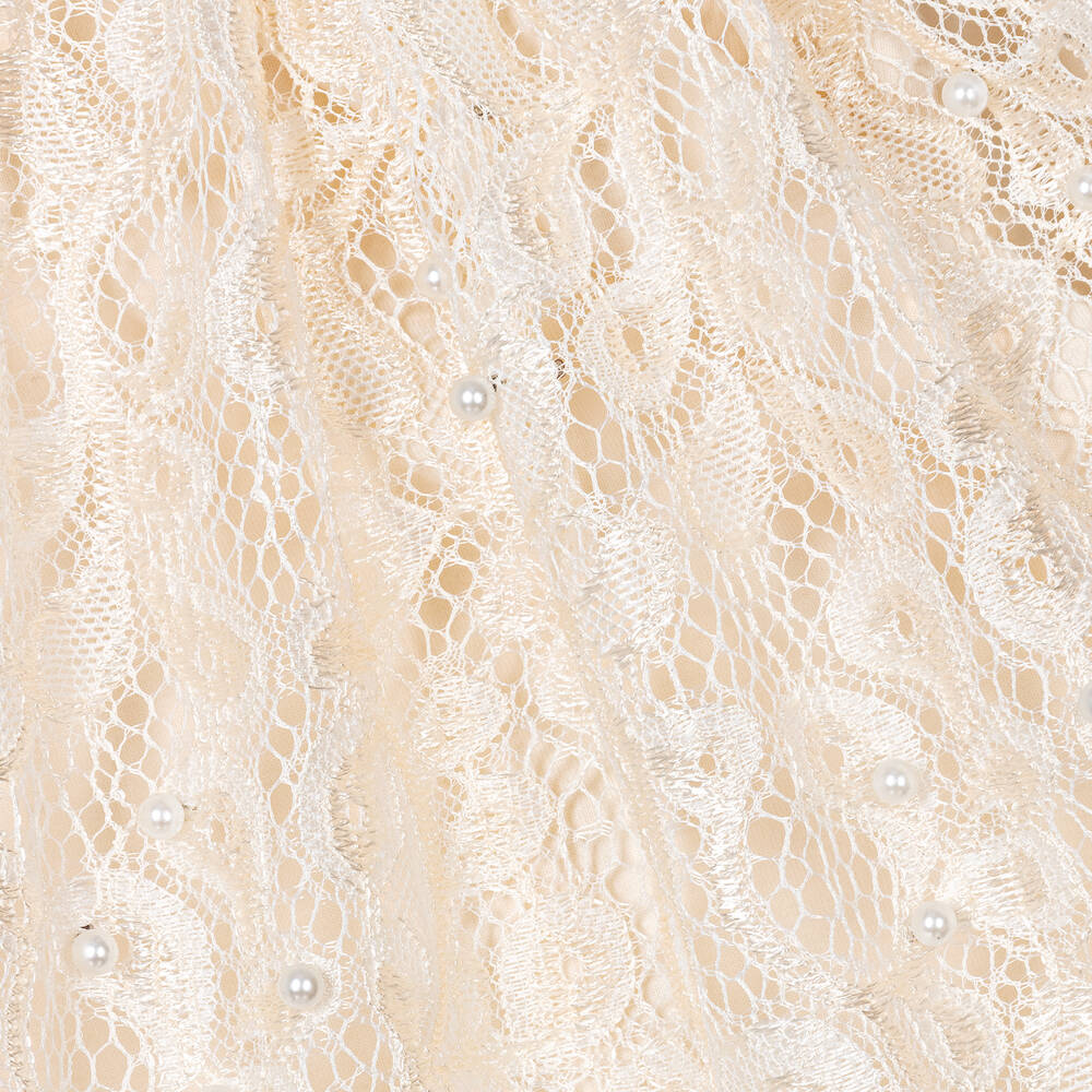 Le Chic-Girls Ivory Lace & Faux Pearl Skirt | Childrensalon Outlet
