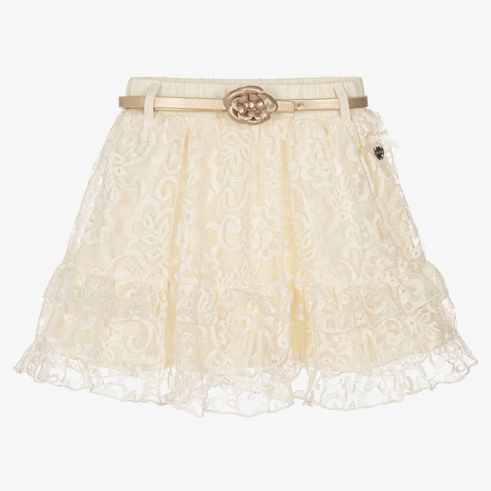 Le Chic - Girls Ivory Lace Skirt | Childrensalon