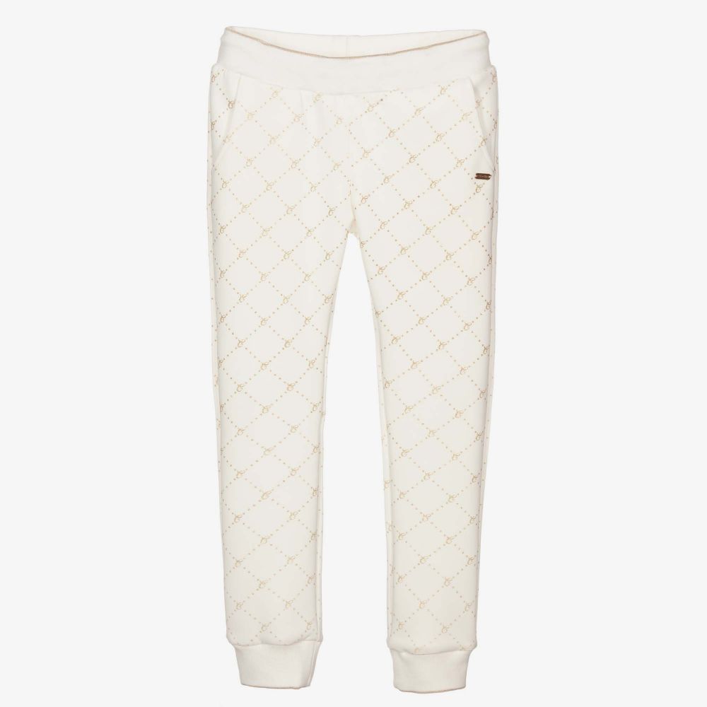 Le Chic - Girls Ivory Logo Joggers | Childrensalon