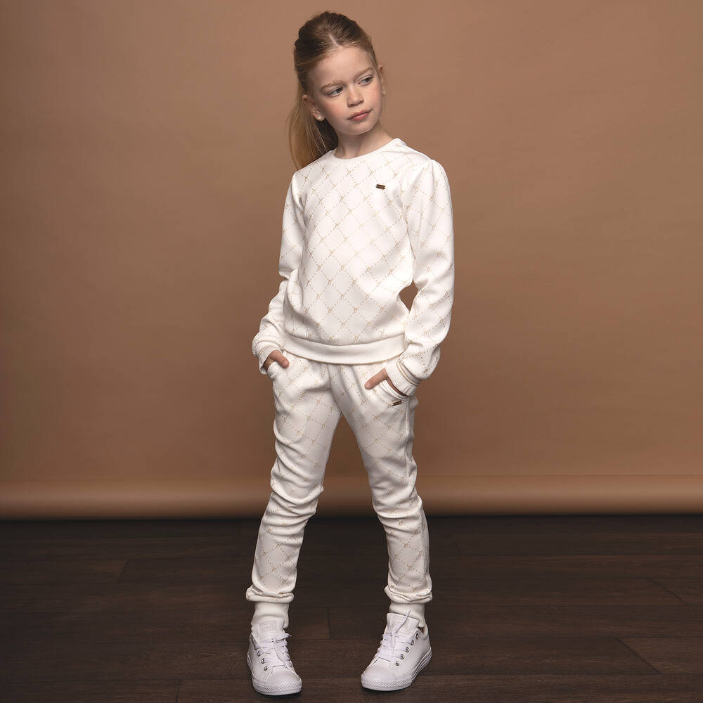 Le Chic-Girls Ivory Logo Joggers | Childrensalon Outlet
