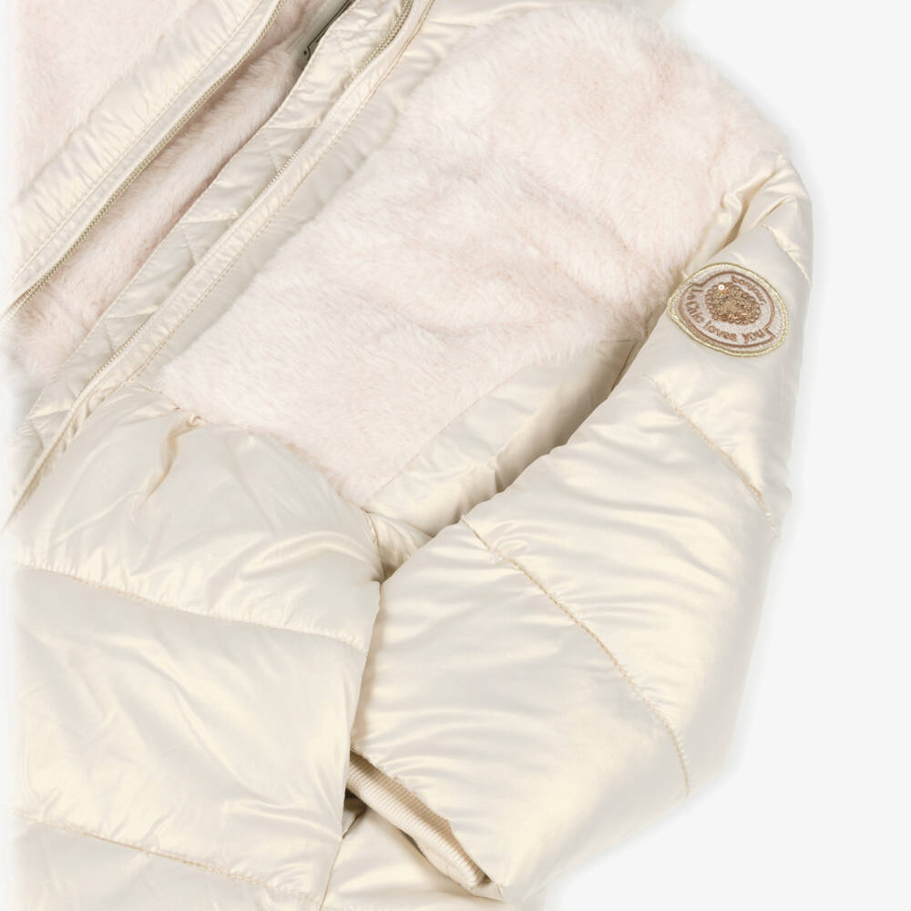 Le Chic-Girls Ivory Long Faux Fur Coat | Childrensalon Outlet