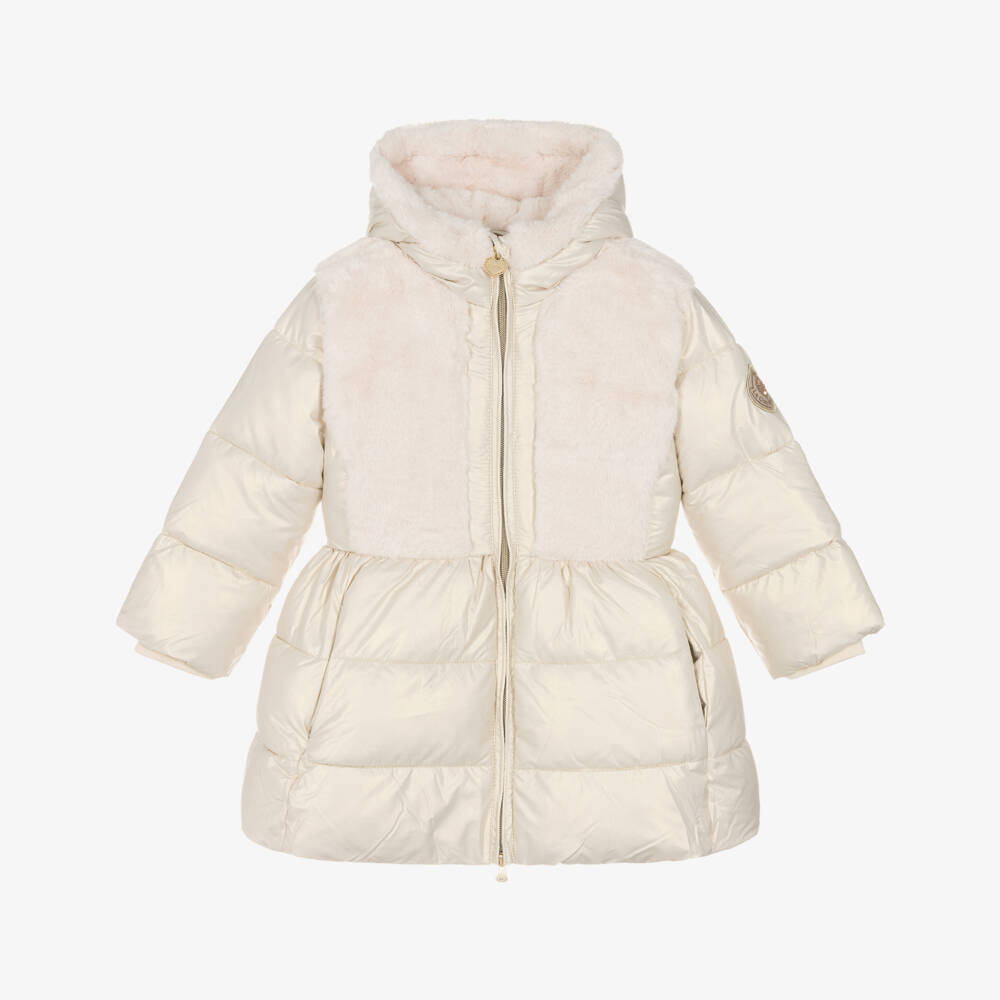 Le Chic-Girls Ivory Long Faux Fur Coat | Childrensalon Outlet