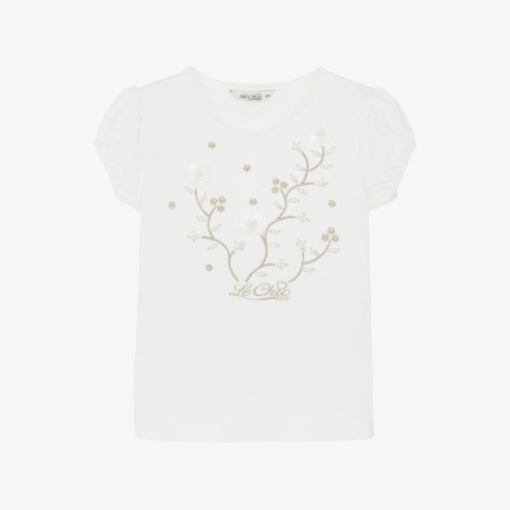 Le Chic-بلوزة قطن عضوي عاجي للبنات | Childrensalon Outlet