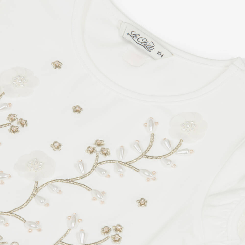 Le Chic-بلوزة قطن عضوي عاجي للبنات | Childrensalon Outlet