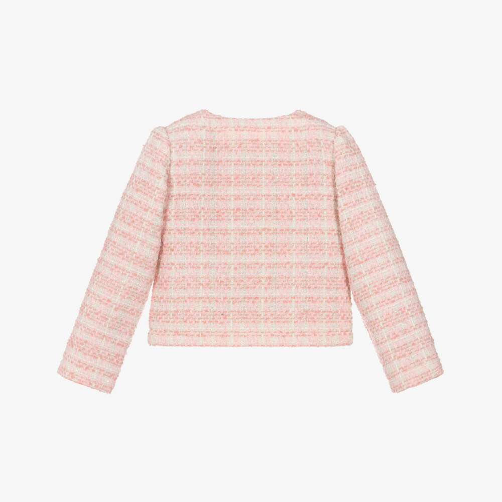 Le Chic-Розовый твидовый жакет для девочек | Childrensalon Outlet