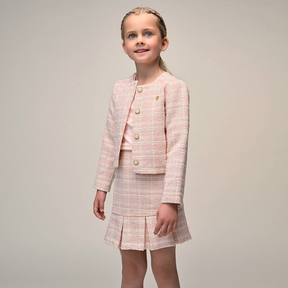 Le Chic-Пурпурная юбка из твида с бантовыми складками для девочек | Childrensalon Outlet