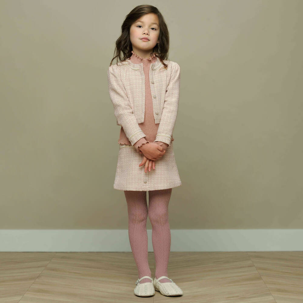 Le Chic-Girls Ivory & Pink Tweed Jacket  | Childrensalon Outlet