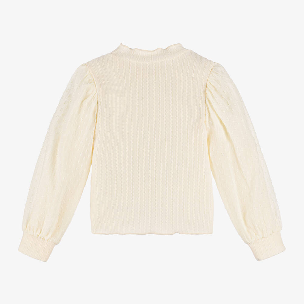 Le Chic-Girls Ivory Puffed Sleeve Turtleneck Top | Childrensalon Outlet