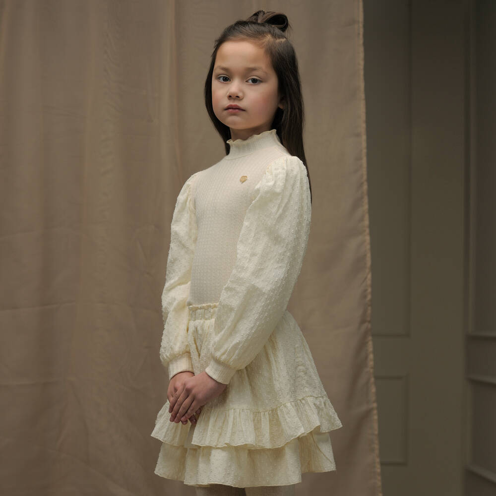 Le Chic-Girls Ivory Puffed Sleeve Turtleneck Top | Childrensalon Outlet
