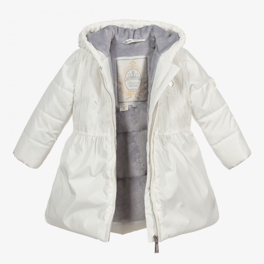 Le Chic Girls Ivory Puffer Coat