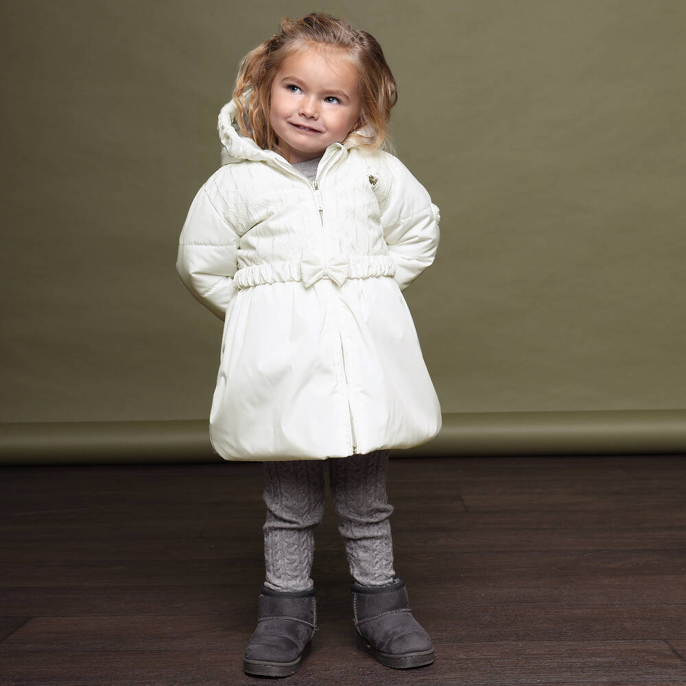 Le Chic Girls Ivory Puffer Coat