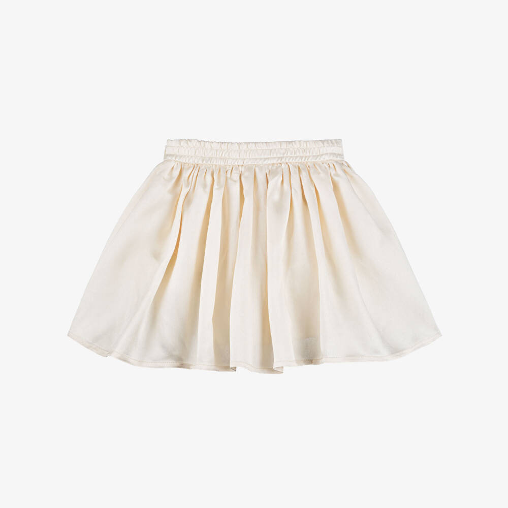 Le Chic-Girls Ivory Satin Full & Flared Skirt | Childrensalon Outlet