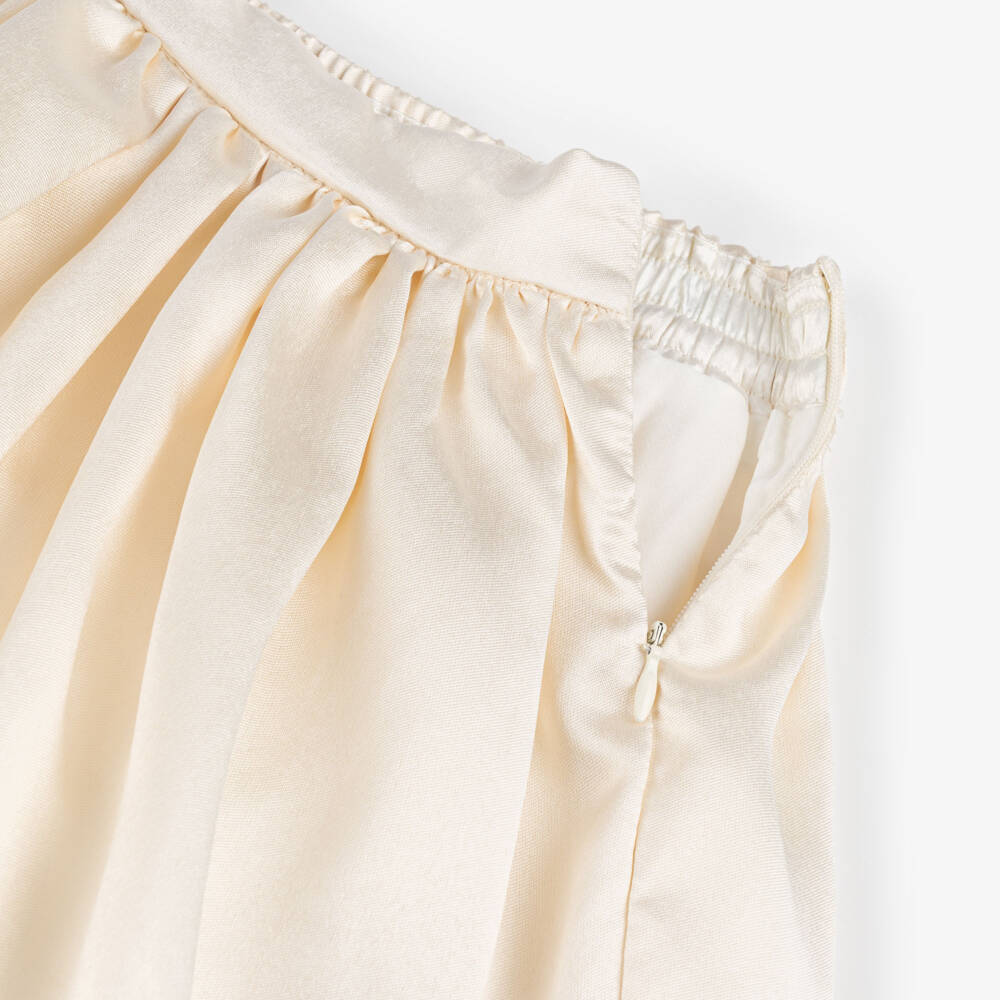 Le Chic-Girls Ivory Satin Full & Flared Skirt | Childrensalon Outlet