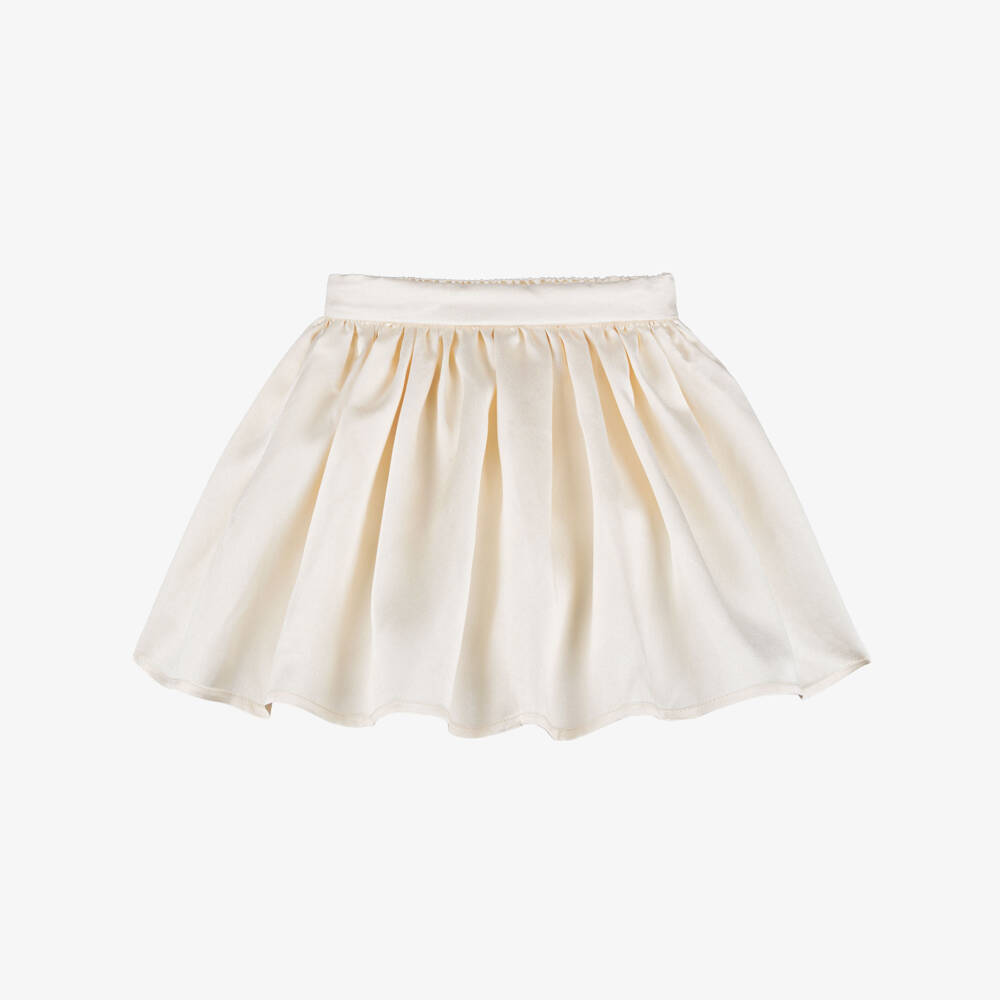 Le Chic-Girls Ivory Satin Full & Flared Skirt | Childrensalon Outlet
