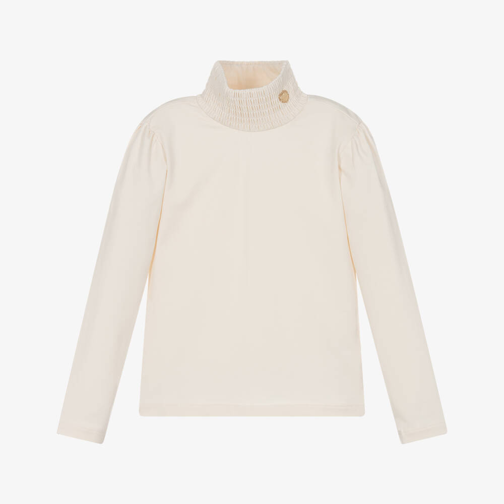 Le Chic-Girls Ivory Shirred Long Sleeve Top | Childrensalon Outlet