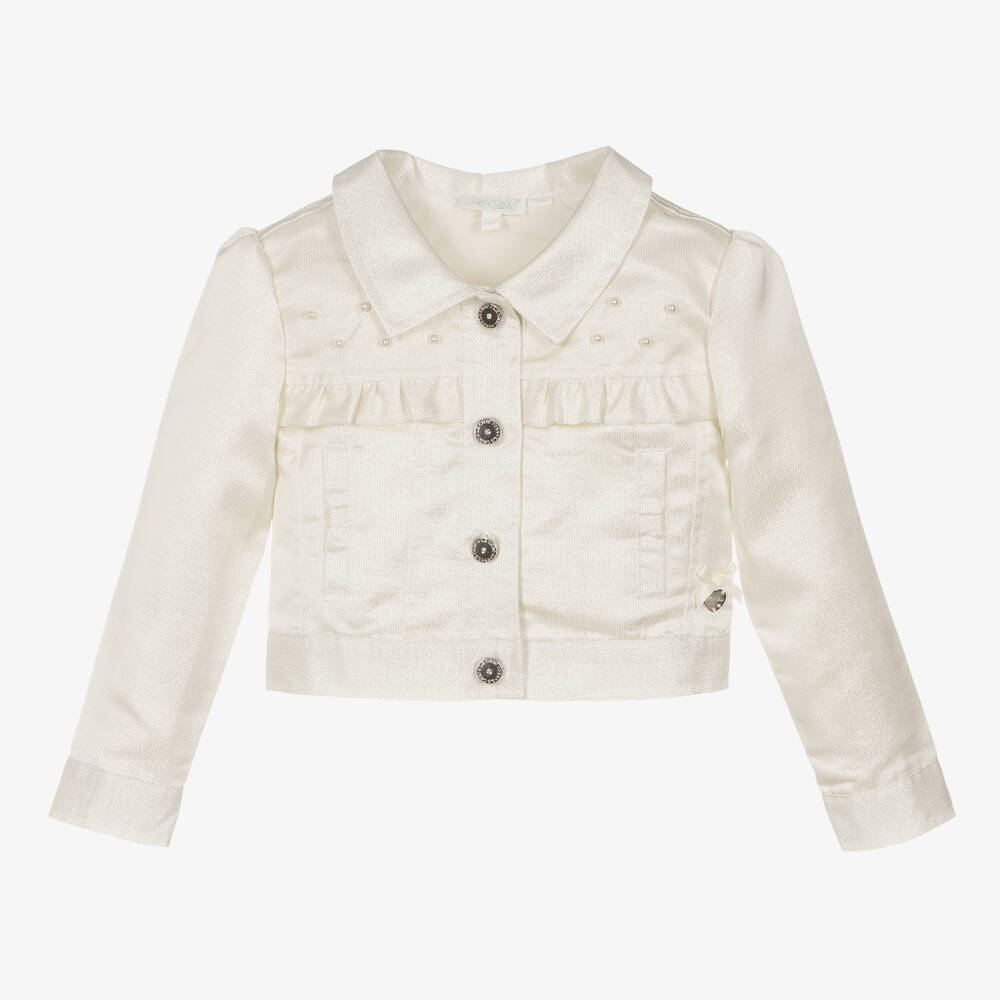 Le Chic - Girls Ivory Sparkle Jacket  | Childrensalon
