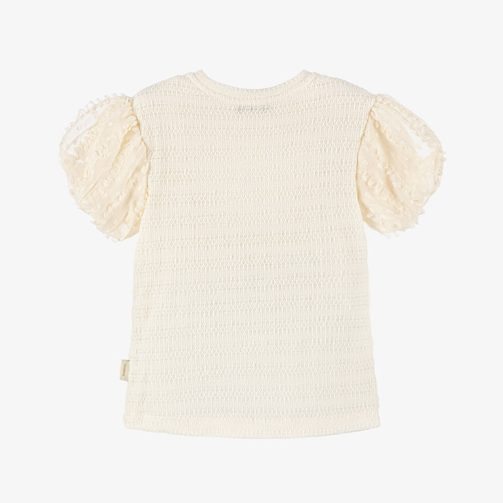 Le Chic-Girls Ivory Top with Chiffon Detail | Childrensalon Outlet