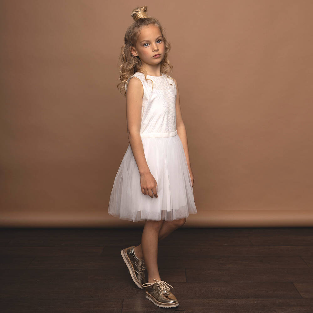 Le Chic-Girls Ivory Tulle Dress | Childrensalon Outlet