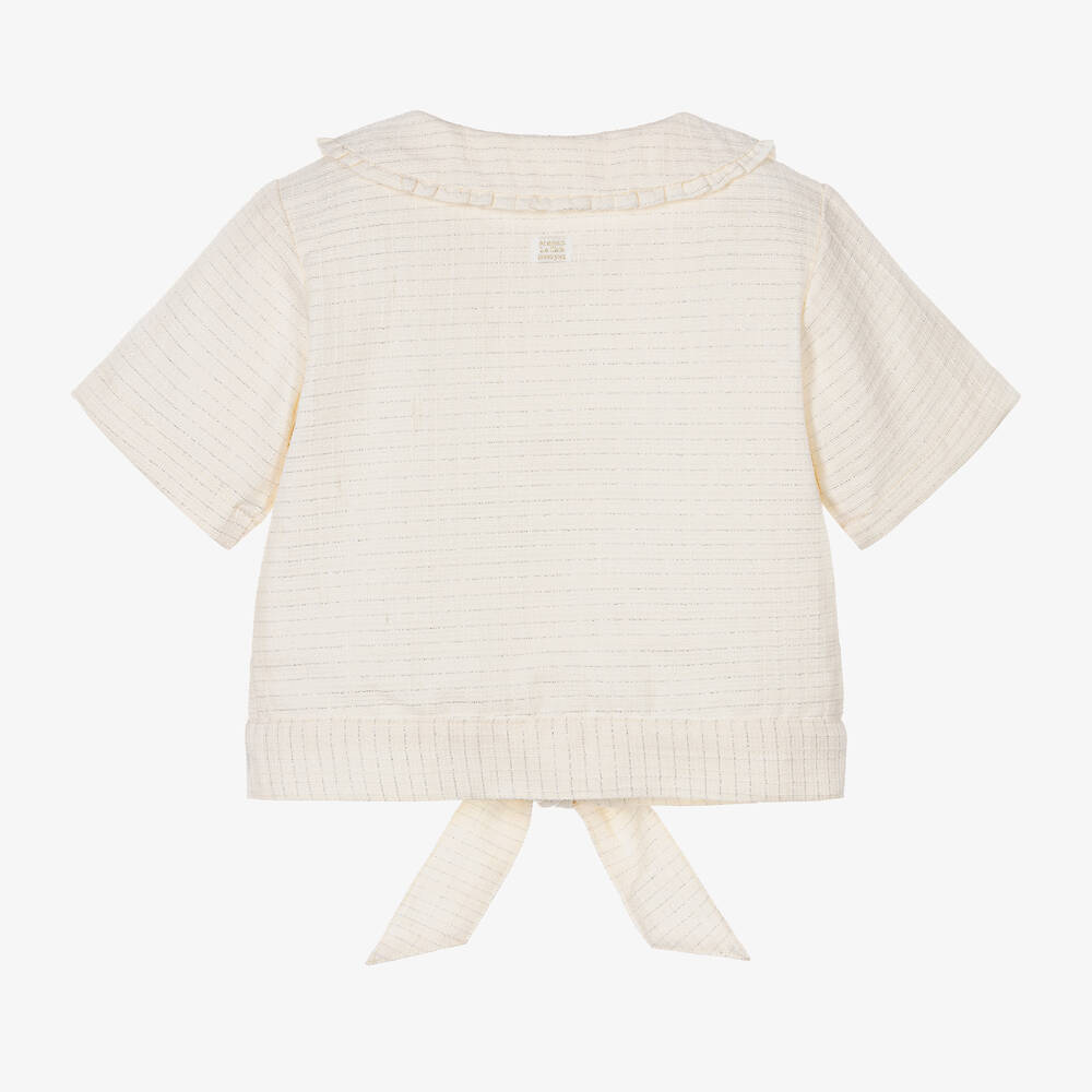 Le Chic-Girls Ivory Tweed Blouse | Childrensalon Outlet