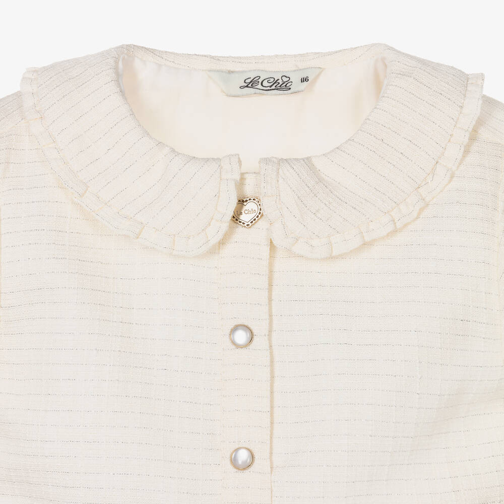 Le Chic-Girls Ivory Tweed Blouse | Childrensalon Outlet