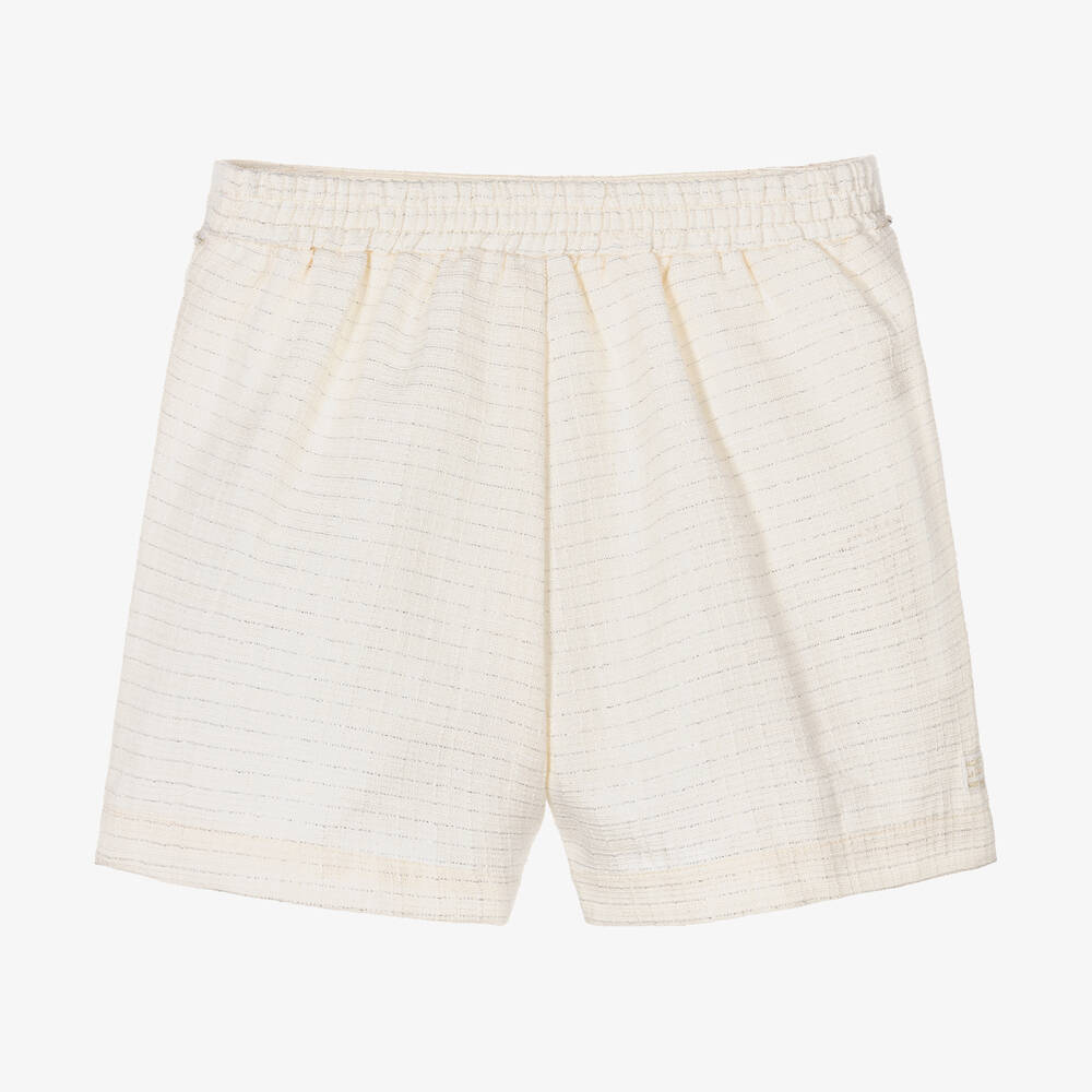 Le Chic-Girls Ivory Tweed Shorts | Childrensalon Outlet
