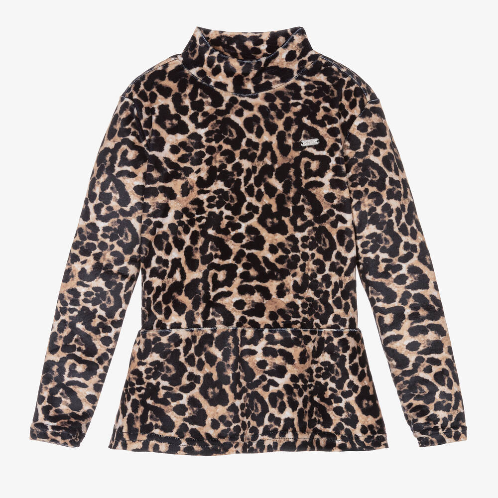 Le Chic - Girls Leopard Print Logo Top | Childrensalon