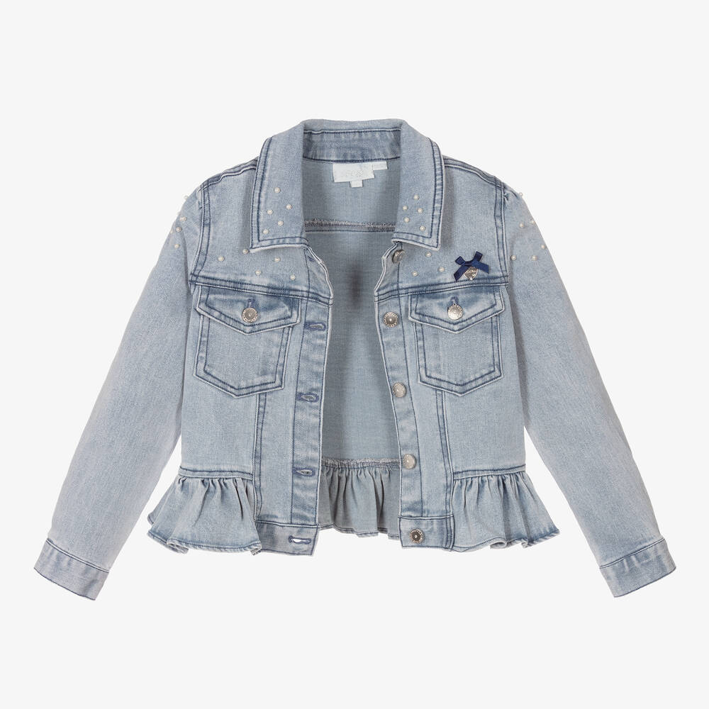 Le Chic-Голубая джинсовая куртка с жемчужинами | Childrensalon Outlet