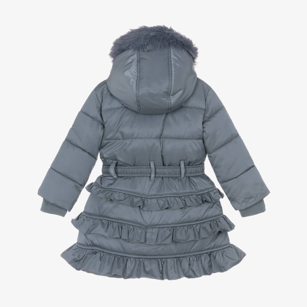 Le Chic-Girls Long Blue Hooded Jacket | Childrensalon Outlet