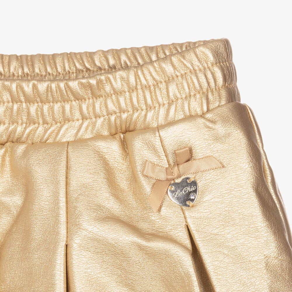 Le Chic-Girls Metallic Gold Shorts | Childrensalon Outlet