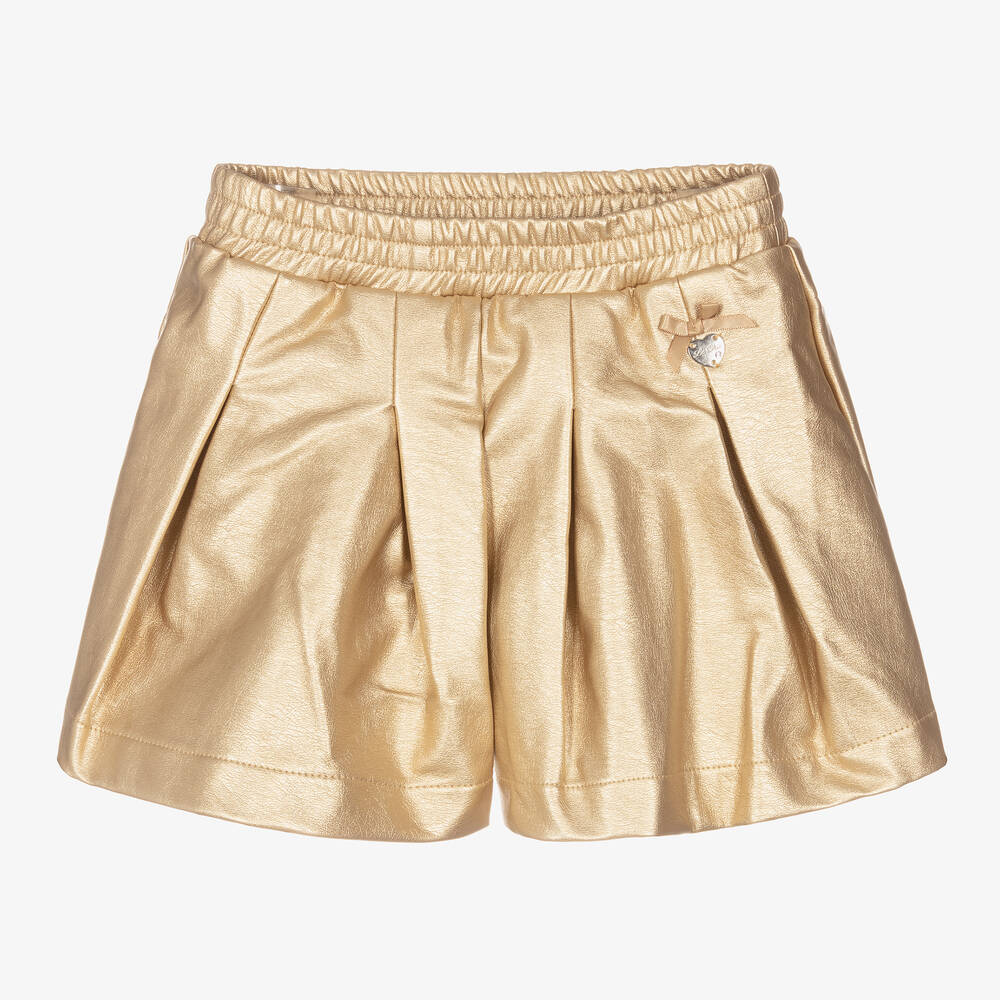 Le Chic - Girls Metallic Gold Shorts | Childrensalon