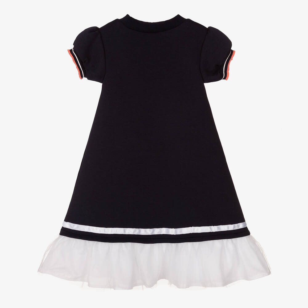 Le Chic Robe bleue en jersey de coton fille Childrensalon Outlet
