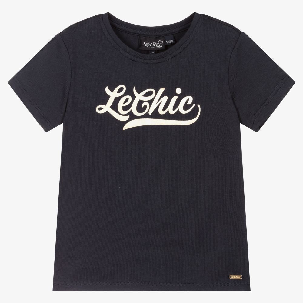 Le Chic - Синяя хлопковая футболка для девочек | Childrensalon