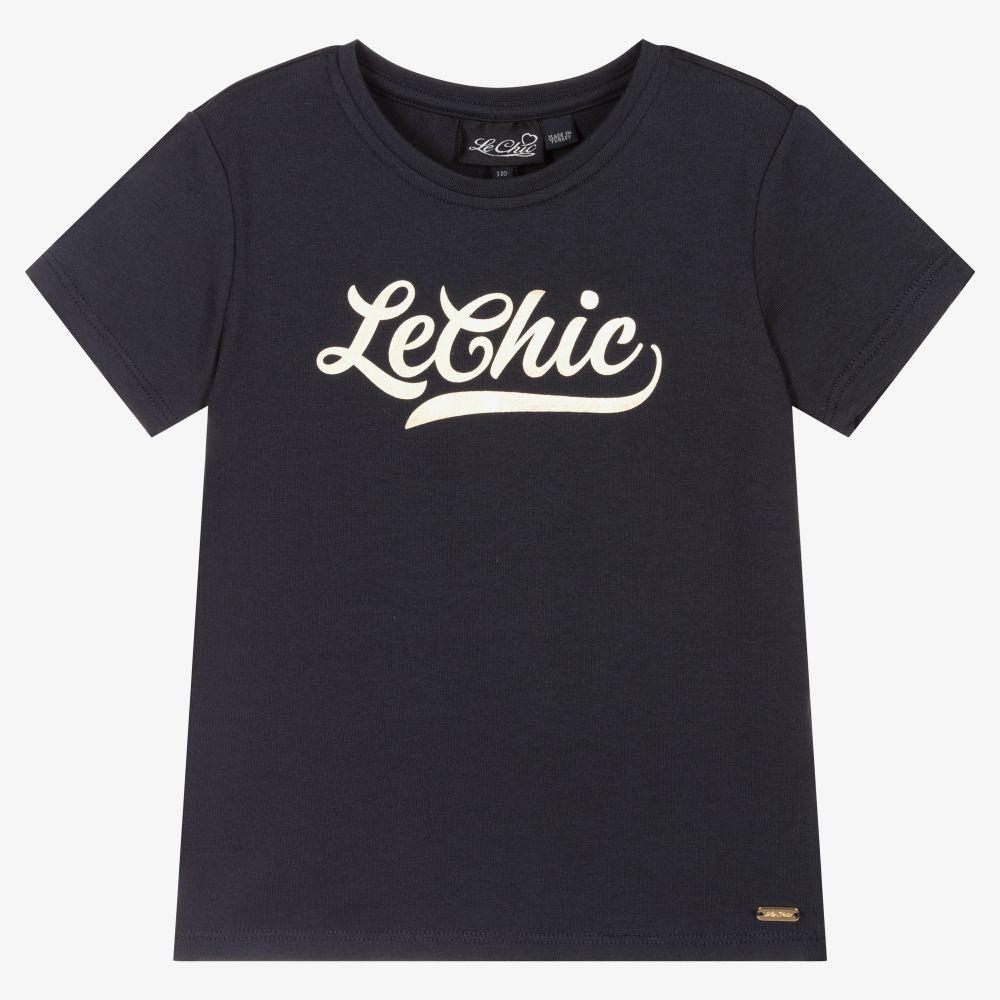 Le Chic - T-shirt bleu marine en coton Fille | Childrensalon