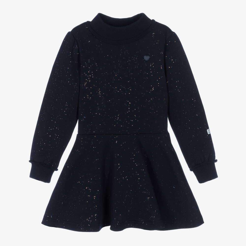 Le Chic - Robe bleu marine à paillettes fille | Childrensalon