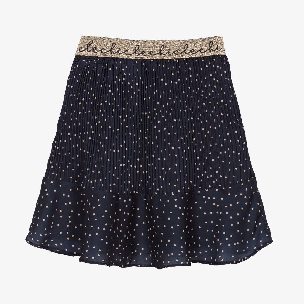 Le Chic-تنورة كريب لون كحلي وذهبي | Childrensalon Outlet