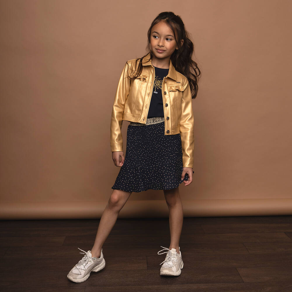 Le Chic-تنورة كريب لون كحلي وذهبي | Childrensalon Outlet
