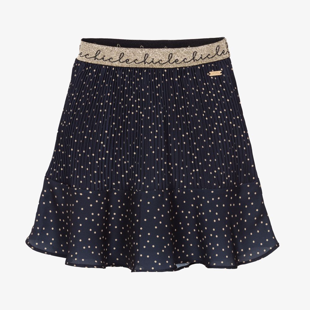Le Chic - Girls Navy Blue & Gold Skirt | Childrensalon